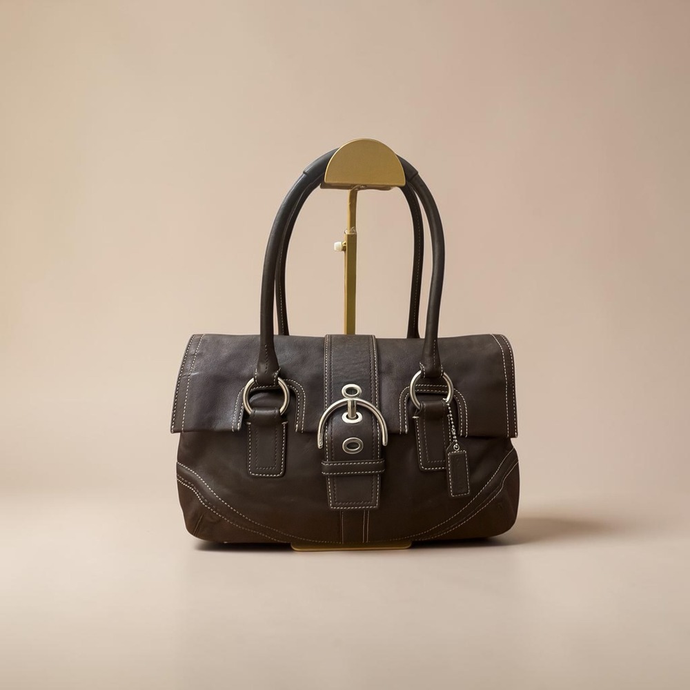Coach Soho Buckle Flap Shoulder Bag Brown Leather F10913 Classic Y2K